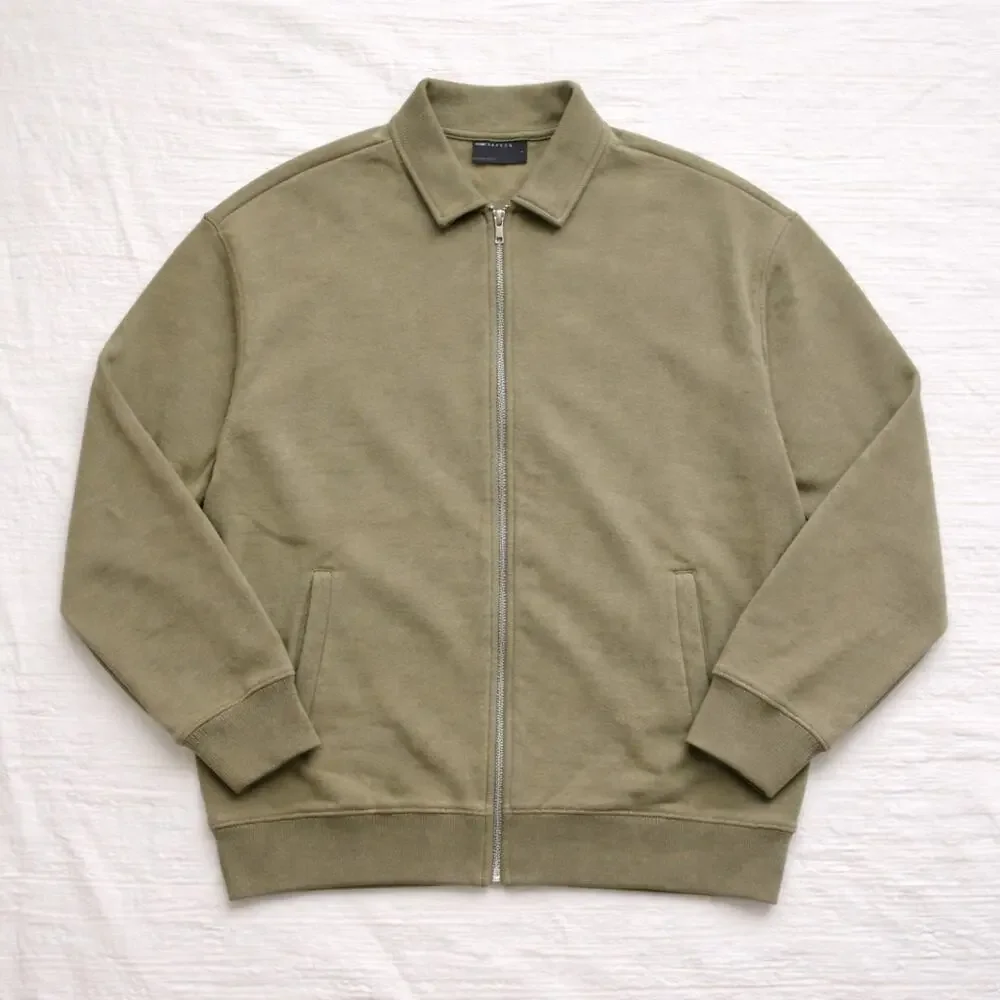 ASOS DESIGN Olive Green Zip Jacket Minimalist Utility Bomber Mens L Normcore